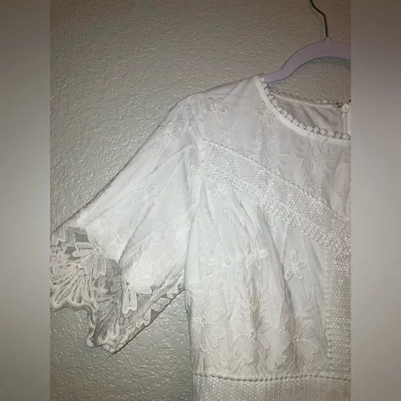 Polagram White Floral Lace Modest Dress - Picture 2 of 11